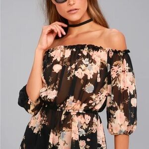 Lulu's Black Floral Women's Top